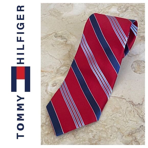Tommy Hilfiger Classic Striped 100% Silk Tie - Picture 1 of 9